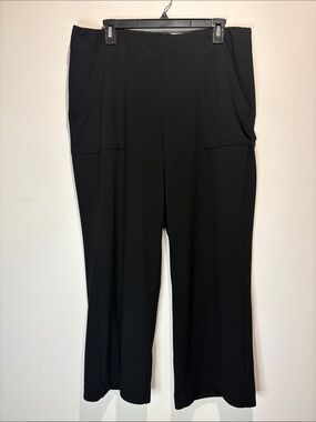 Max Studio Black Wide-Leg Pull On High-Rise Textured Work Pants Trousers Crop 1X